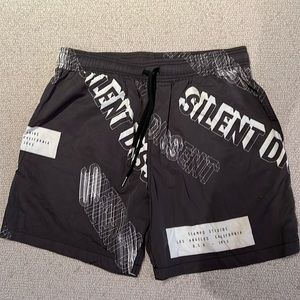 Mens STAMPD Grey Printed Swim Trunks Size Large